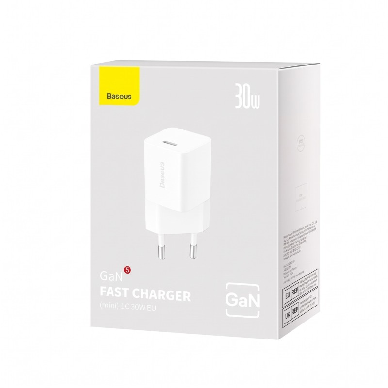 Сетевое зарядное устройство Baseus GaN5 Fast Charger (mini) 1C 30W EU White (CCGN070502)