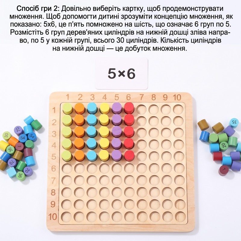 Treehole wooden educational board "3 in 1 Multiplication Table"