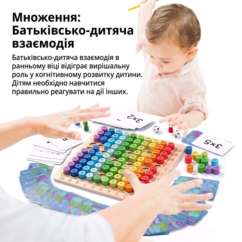 Treehole wooden educational board "3 in 1 Multiplication Table"