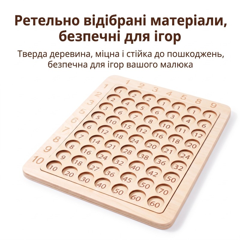 Treehole wooden educational board "3 in 1 Multiplication Table"