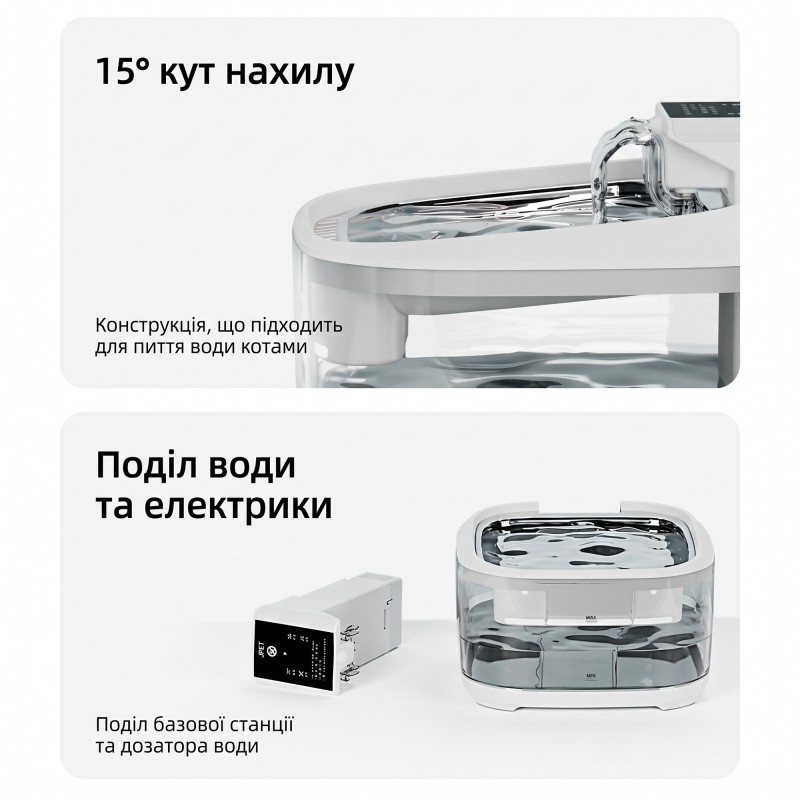 Автоматична поїлка для котів і собак Dabai FT999 4.5L з бездротовим живленням та Type-C зарядкою