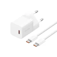Мережевий зарядний пристрій Baseus GaN5 Fast Charger(mini) 1C 30W EU з кабелем Type-C, Moon White