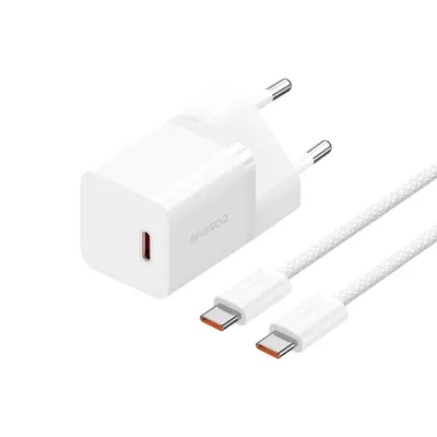 Baseus GaN5 Fast Charger(mini) 1C 30W EU Wall Charger with Type-C Cable, Moon White Baseus GaN5 Fast Charger(mini) 1C 30W EU Wall Charger with Type-C Cable, Moon White