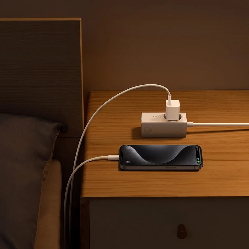 Мережевий зарядний пристрій Baseus GaN5 Fast Charger(mini) 1C 30W EU з кабелем Type-C, Moon White