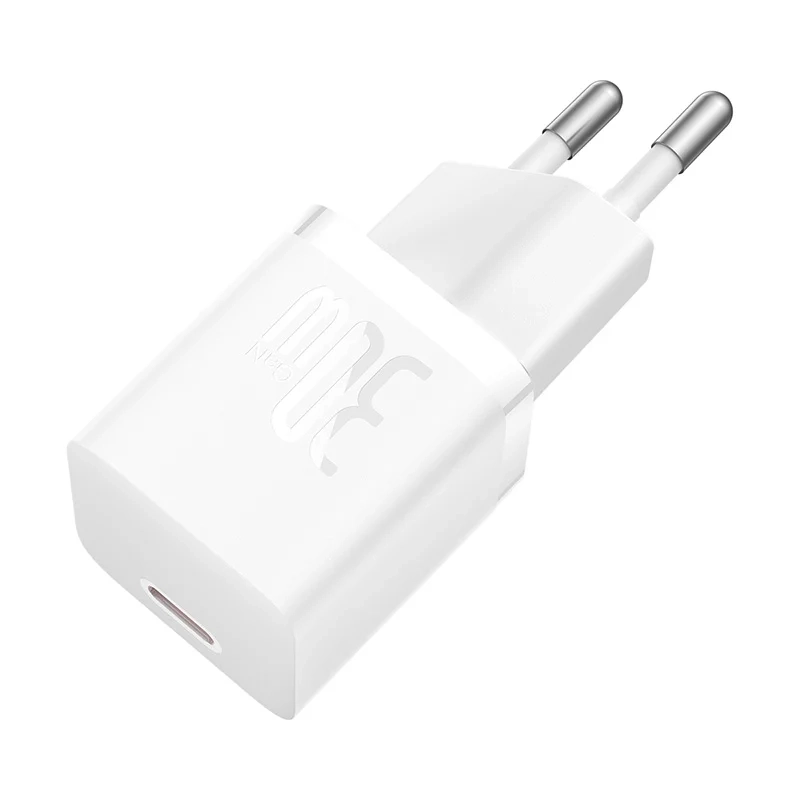 Мережевий зарядний пристрій Baseus GaN5 Fast Charger(mini) 1C 30W EU з кабелем Type-C, Moon White