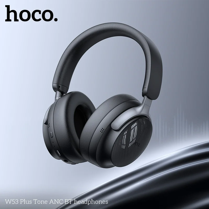 Бездротові накладні навушники HOCO W53 Plus Tone ANC з активним шумозаглушенням, Black