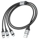 Кабель HOCO X102 Fresh 3-в-1 USB-A на Lightning, Micro-USB, Type-C, Black