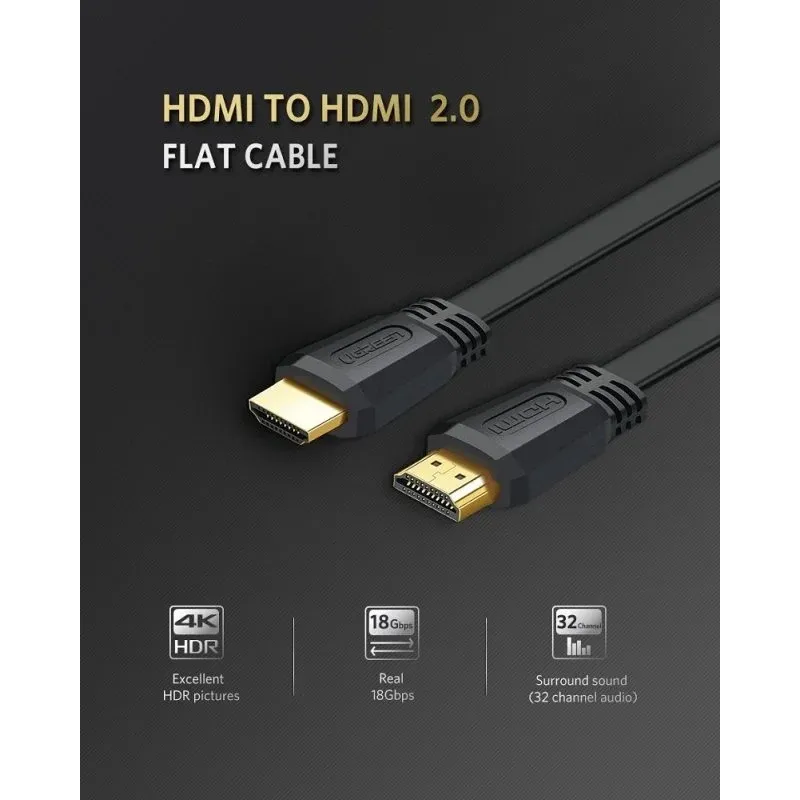 UGREEN ED015 HDMI 2.0 Flat Cable 2m, Black