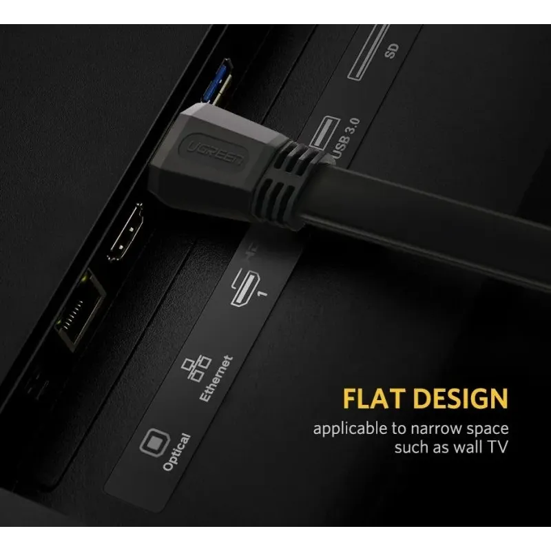 UGREEN ED015 HDMI 2.0 Flat Cable 2m, Black