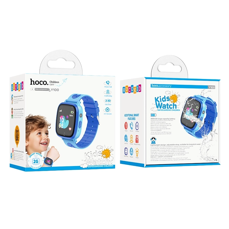 Kids Smart Watch HOCO Y100 36mm with SIM Card, IP65, Blue