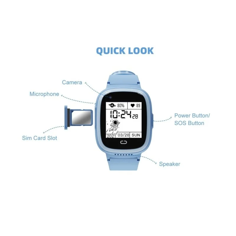 Дитячий смарт-годинник Kids SM LT30 з GPS, 4G та SOS-кнопкою, 36 мм, синій