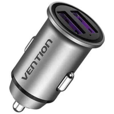 Автомобильное зарядное устройство Vention Two-Port USB 60W QC 3.0 Gray FFEH0