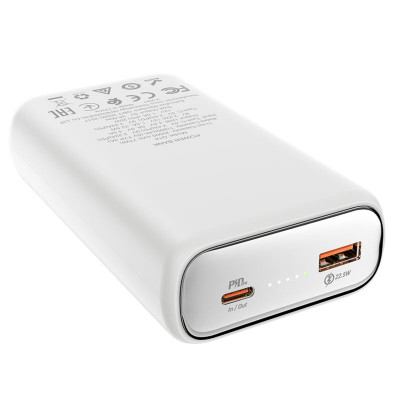 УМБ HOCO Q1A Kraft Fully Compatible Power Bank 20000 mAh USB-A + Type-C White (6931474736178)