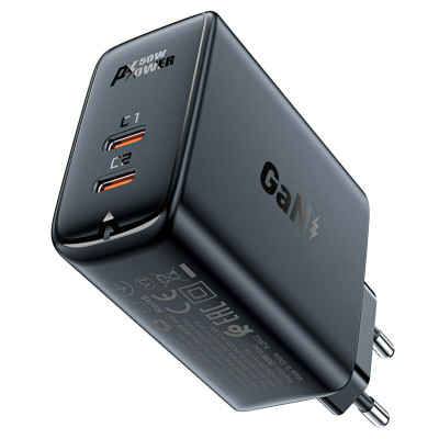 Мережевий зарядний пристрій ACEFAST A29 PD 50W GAN 2xType-C (USB-C) Dual Port Charger Black  (AFA29B)