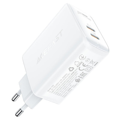 Мережевий зарядний пристрій ACEFAST A29 PD 50W GAN 2xType-C (USB-C) Dual Port Charger White (AFA29W)