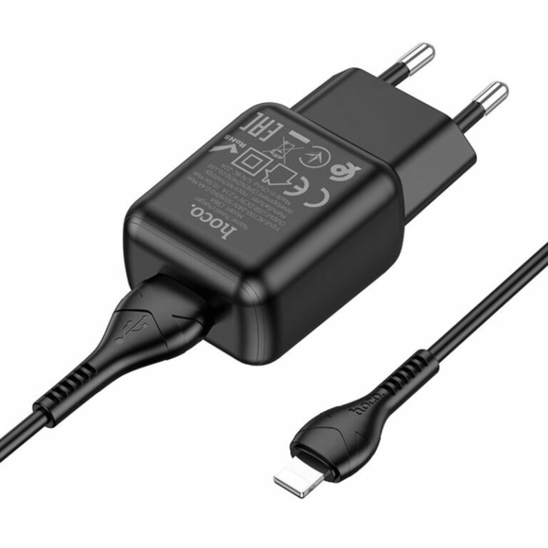 Мережевий зарядний пристрій HOCO C96A 10.5W+ кабель USB to Lightning (for iPhone) Black (6931474765987)