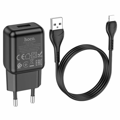 Мережевий зарядний пристрій HOCO C96A 10.5W+ кабель USB to Lightning (for iPhone) Black (6931474765987)