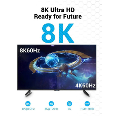 Кабель Vention HDMI – HDMI, v2.1, 8K 60Hz, 4K 120Hz, 2K 144Hz, 1080P 160Hz 3 м (AANBI)