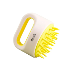 Силіконова масажна щітка для миття голови Жовта