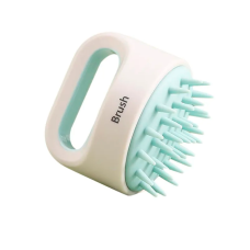 Силіконова масажна щітка для миття голови Синя