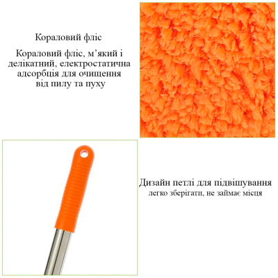 Універсальна кругла швабра для миття підлоги, вікон, потолків 77-180 см Помаранчева