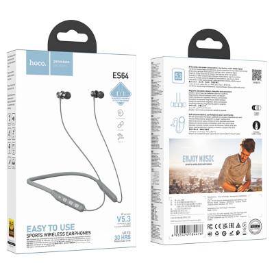 Навушники спортивні HOCO ES64 Sound Sports BT Earphones, Bluetooth 5.3, 30 годин роботи, 200mAh Grey (6931474784476)