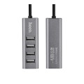 USB хаб HOCO HB1 4xUSB Line Machine Tarnish (USB перехідник, подовжувач) Grey (6957531038139)