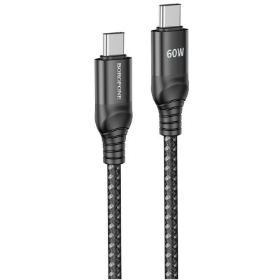 Cable Borofone BX56 Type-C to Type-C 60W 3A, Power Delivery, QuickCharge 4.0, 1.5m Black (BX56CCB)