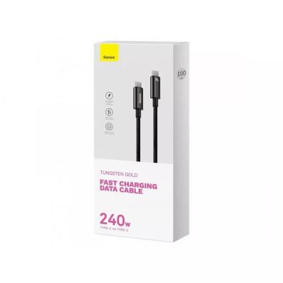 Кабель Baseus Tungsten Gold Data Cable 240W, Power Delivery 3.1, 480Mbps, Type-C to Type-C 2м Black (CAWJ040101)