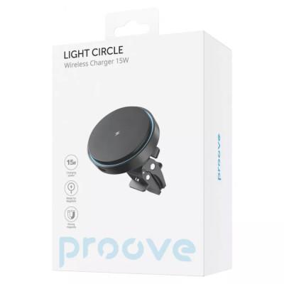 Автодержатель для телефона Proove Light Circle Wireless Charger 15W, MagSafe Black (47926)