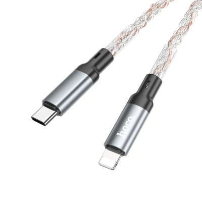 Кабель HOCO U112 Shine 20W Charging Data Cable для iPhone Type-C to Lightning, 1м, 3А, Power Delivery Grey (6931474788795)