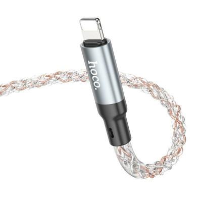 Кабель HOCO U112 Shine Charging Data Cable для iPhone USB to Lightning, 1м, 2.4А Grey (6931474788801)