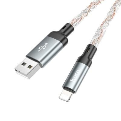 Кабель HOCO U112 Shine Charging Data Cable for iPhone USB to Lightning, 1м, 2.4А Grey (6931474788801)