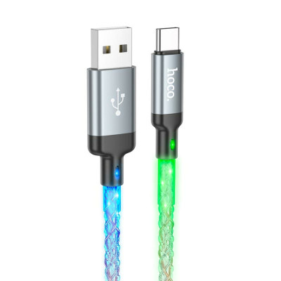 Кабель HOCO U112 Shine Charging Data Cable USB to Type-C, 1м, 2.4А Grey (6931474788818)