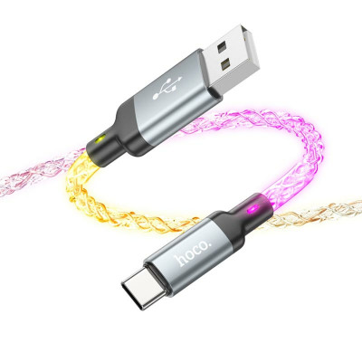 Кабель HOCO U112 Shine Charging Data Cable USB to Type-C, 1м, 2.4А Grey (6931474788818)