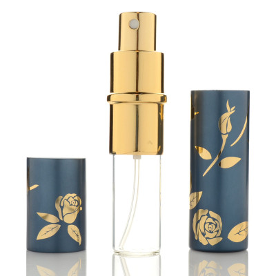 Металевий атомайзер для парфумів з квітковим дизайном 10 мл Золотистий