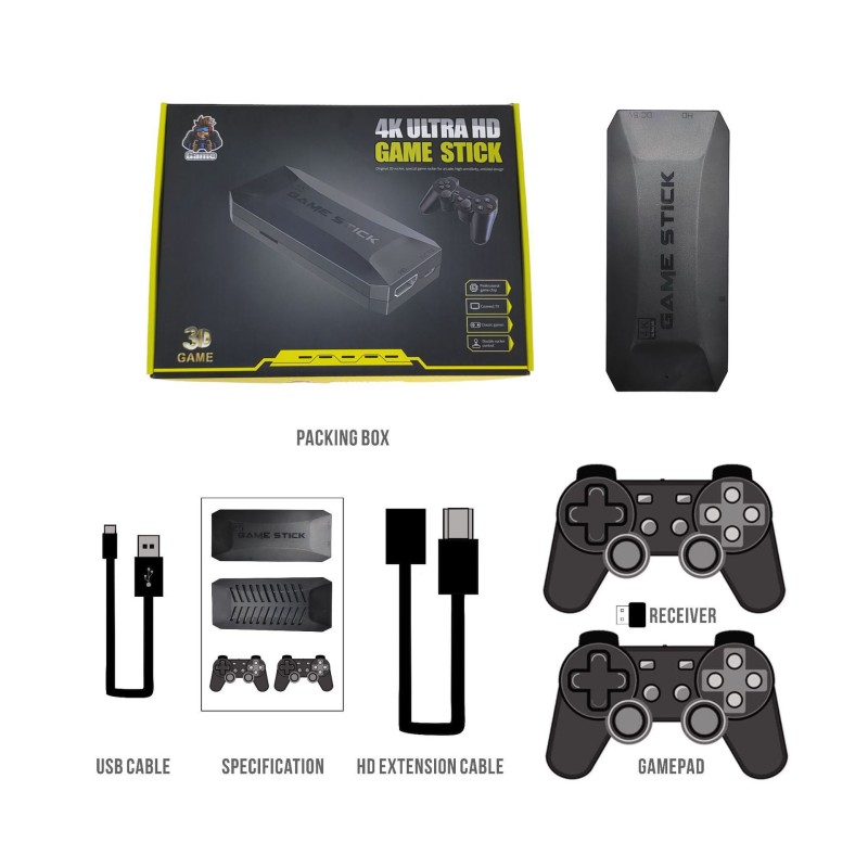 Игровая приставка Game Stick Lite M16 64Gb 4K Ultra HD 2 джойстика 20000+ игр 25+ эмуляторов