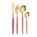 Набор столовых приборов Polished Cutlery Set 24 Золотые предметы с красной ручкой