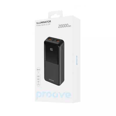 УМБ Proove Illuminator 20000mAh Type-C + 2xUSB + Micro USB 22.5W Black (54071)