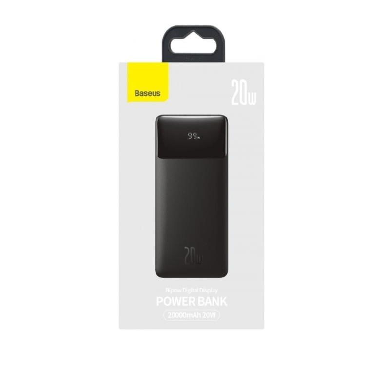 УМБ Baseus Bipow Digital Display PowerBank 20000 mAh Type-C + 2xUSB + Micro USB 20W Black (PPBD050501)