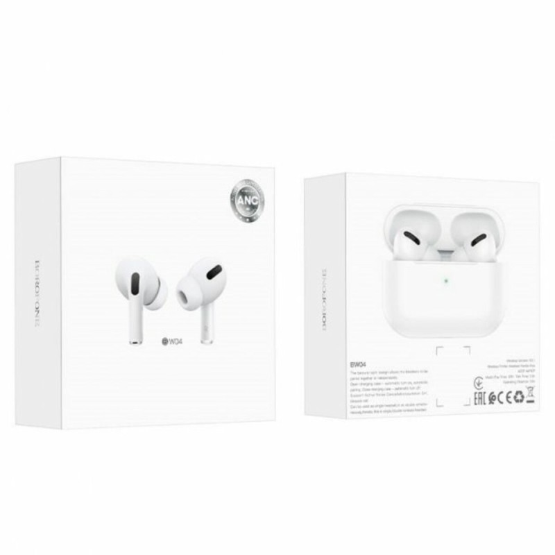 Бездротові навушники Borofone BW04 True Wireless BT Headset with Active Noise Cancelling, Bluetooth 5.1, 400 mAh, White (6931474753946)