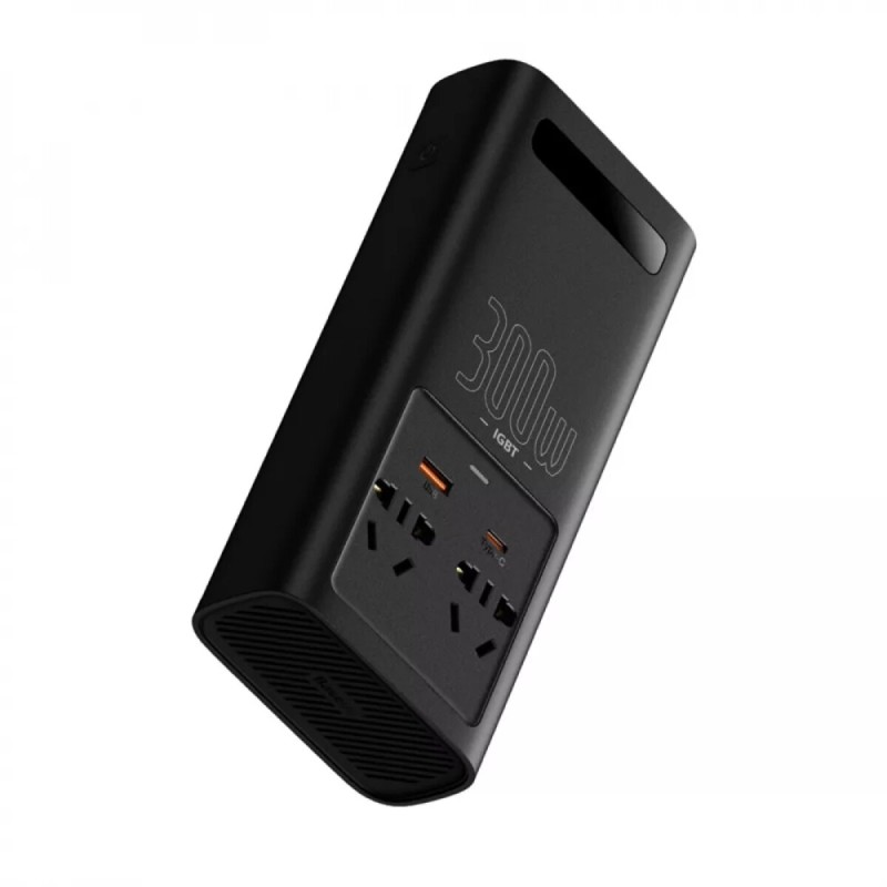 Автомобильный инвертор Baseus IGBT Power Inverter 300W 2x220V (CN/EU) + USB Type-A + Type-C Black (BS-CI30-02)