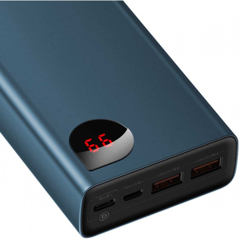 УМБ Baseus Adaman Digital Display QuickCharge PowerBank 20000mAh Type-C + 2xUSB 65W Blue (PPIMDA-D03)