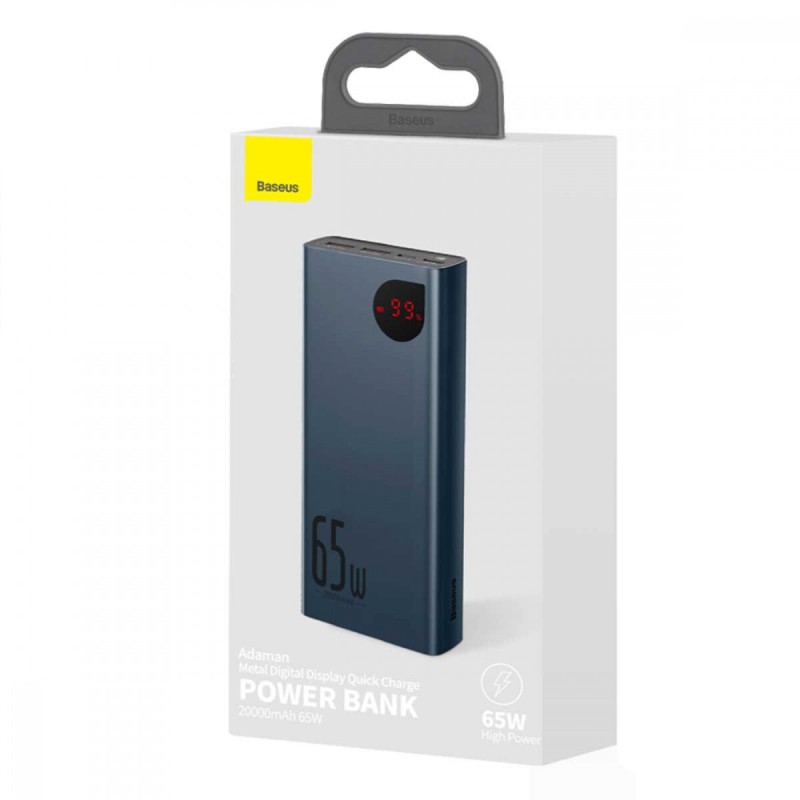 УМБ Baseus Adaman Digital Display QuickCharge PowerBank 20000mAh Type-C + 2xUSB 65W Blue (PPIMDA-D03)