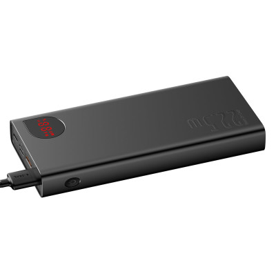 УМБ Baseus Adaman Digital Display QuickCharge PowerBank 20000mAh Type-C + 2xUSB 22.5W повербанк с быстрой зарядкой QC3.0+PD3.0 Black (PPAD000101)