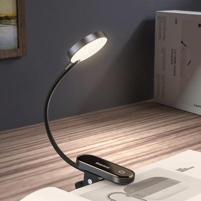 LED світильник для читання Baseus Comfort Reading Mini Clip Lamp з кліпсою 3W 4000K 350mAh Dark Gray (DGRAD-0G)