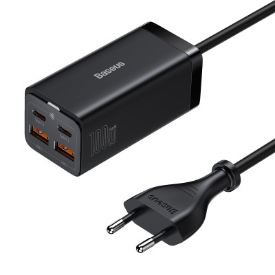 Мережевий зарядний пристрій Baseus GAN3 Pro Desktop Fast Charger 100W EU 2x USB Type-A + 2x USB Type-C PD3.0 QC4.0 AFC Black (CCGP000101)