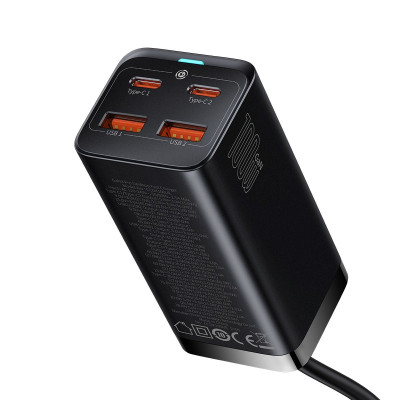 Мережевий зарядний пристрій Baseus GAN3 Pro Desktop Fast Charger 100W EU 2x USB Type-A + 2x USB Type-C PD3.0 QC4.0 AFC Black (CCGP000101)