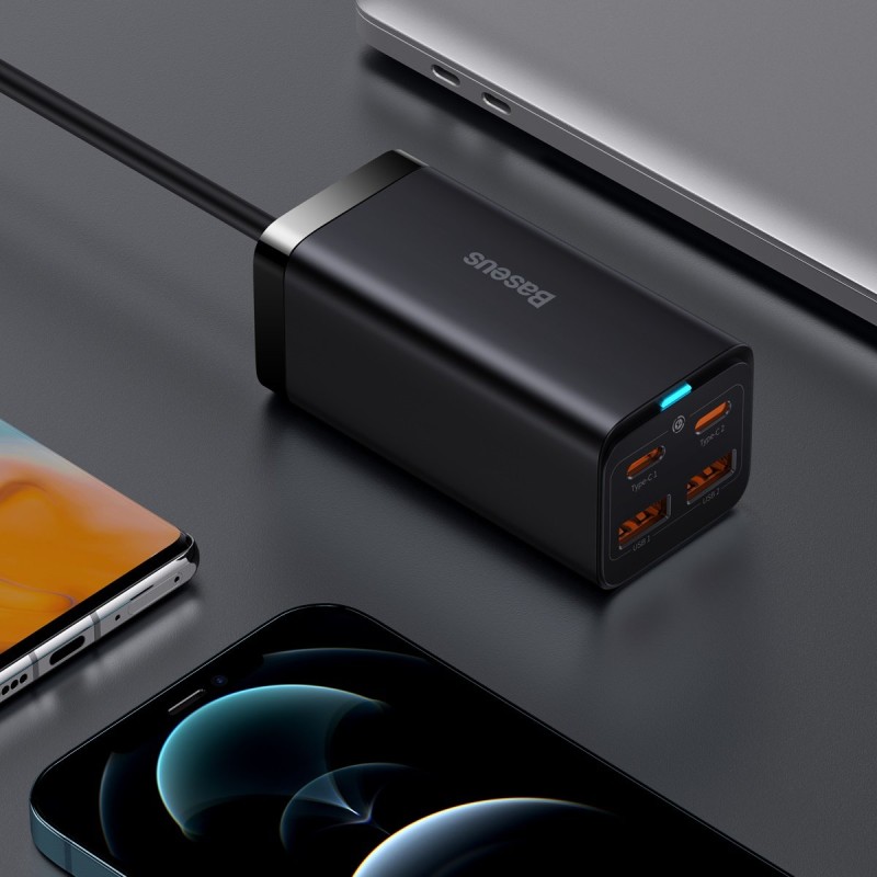Мережевий зарядний пристрій Baseus GAN3 Pro Desktop Fast Charger 100W EU 2x USB Type-A + 2x USB Type-C PD3.0 QC4.0 AFC Black (CCGP000101)