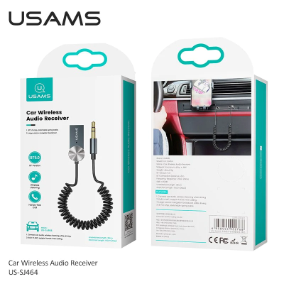 Bluetooth-адаптер Usams US-SJ464 Car Wireless Audio Receiver USB-A + AUX to Bluetooth 5.0 Tarnish (SJ464JSQ01)